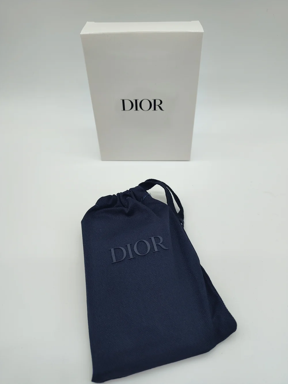 DIOR Parfum Black Pebbled Cowhide Leather Card Holder Wallet Box Dust Bag NIB